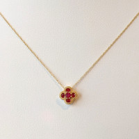 0.27 Ct. Pinkish Red Ruby Accent Stones Pendant, 14K Yellow Gold Image