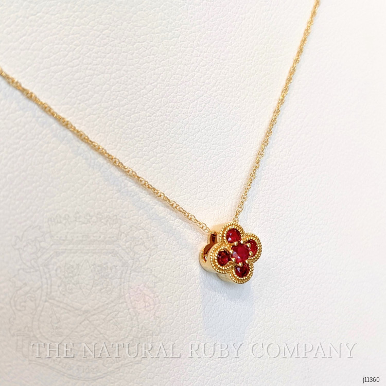 0.27 Ct. Pinkish Red Ruby Accent Stones Pendant, 14K Yellow Gold