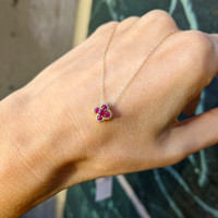 0.27 Ct. Pinkish Red Ruby Accent Stones Pendant, 14K Yellow Gold Life Style