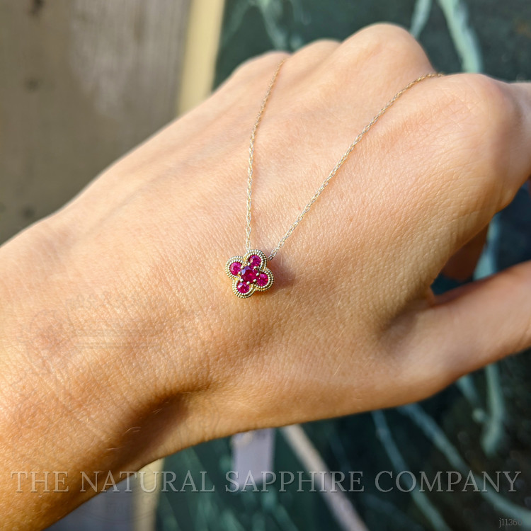 0.27 Ct. Pinkish Red Ruby Accent Stones Pendant, 14K Yellow Gold