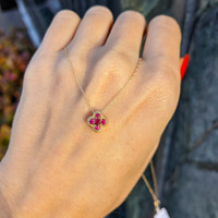 0.27 Ct. Pinkish Red Ruby Accent Stones Pendant, 14K Yellow Gold Life Style