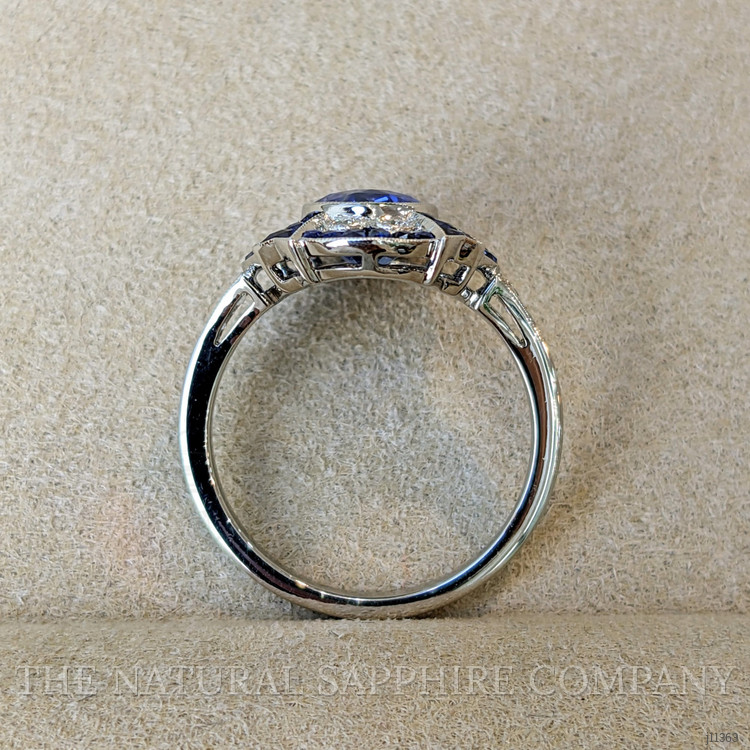 2.12 Ct. Blue Sapphire and Natural Diamond Pave Ring, Platinum 950