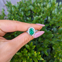 1.97 Ct. Emerald Natural Diamond Pave Ring, Platinum 950 Life Style