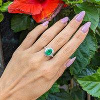 1.97 Ct. Emerald Natural Diamond Pave Ring, Platinum 950 Life Style