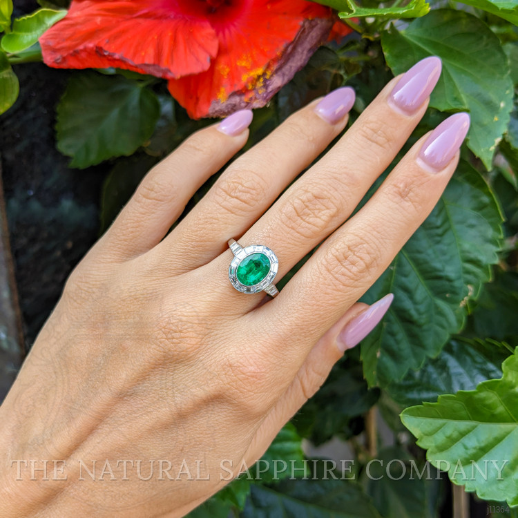 1.97 Ct. Emerald Natural Diamond Pave Ring, Platinum 950