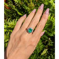 1.97 Ct. Emerald Natural Diamond Pave Ring, Platinum 950 Life Style