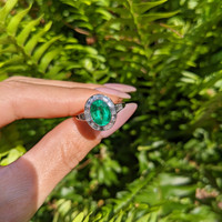1.97 Ct. Emerald Natural Diamond Pave Ring, Platinum 950 Life Style