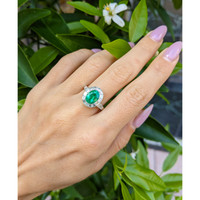 1.97 Ct. Emerald Natural Diamond Pave Ring, Platinum 950 Life Style