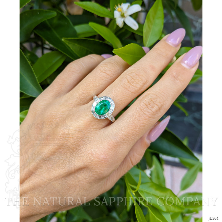 1.97 Ct. Emerald Natural Diamond Pave Ring, Platinum 950