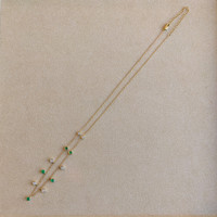 0.33 Ct. Emerald Emerald Accent Stones Necklace, 14K Yellow Gold Image