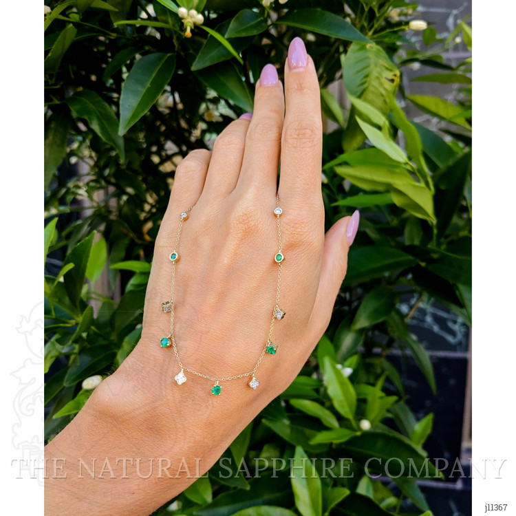 0.33 Ct. Emerald Emerald Accent Stones Necklace, 14K Yellow Gold