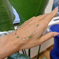 0.33 Ct. Emerald Emerald Accent Stones Necklace, 14K Yellow Gold Life Style