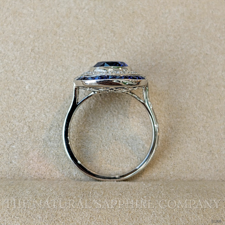 4.03 Ct. Blue Sapphire and Natural Diamond Pave Ring, Platinum 950