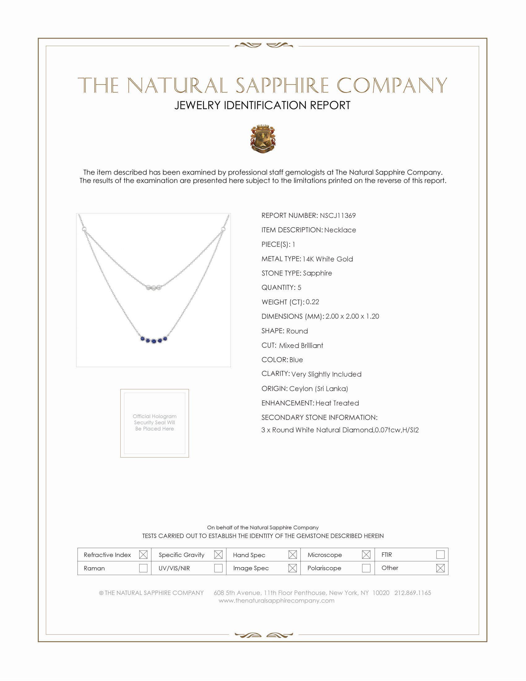 0.22 Ct. Blue Sapphire and Natural Diamond Accent Stones Necklace, 14K White Gold
