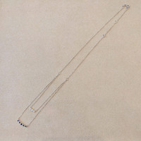 0.22 Ct. Blue Sapphire and Natural Diamond Accent Stones Necklace, 14K White Gold Image