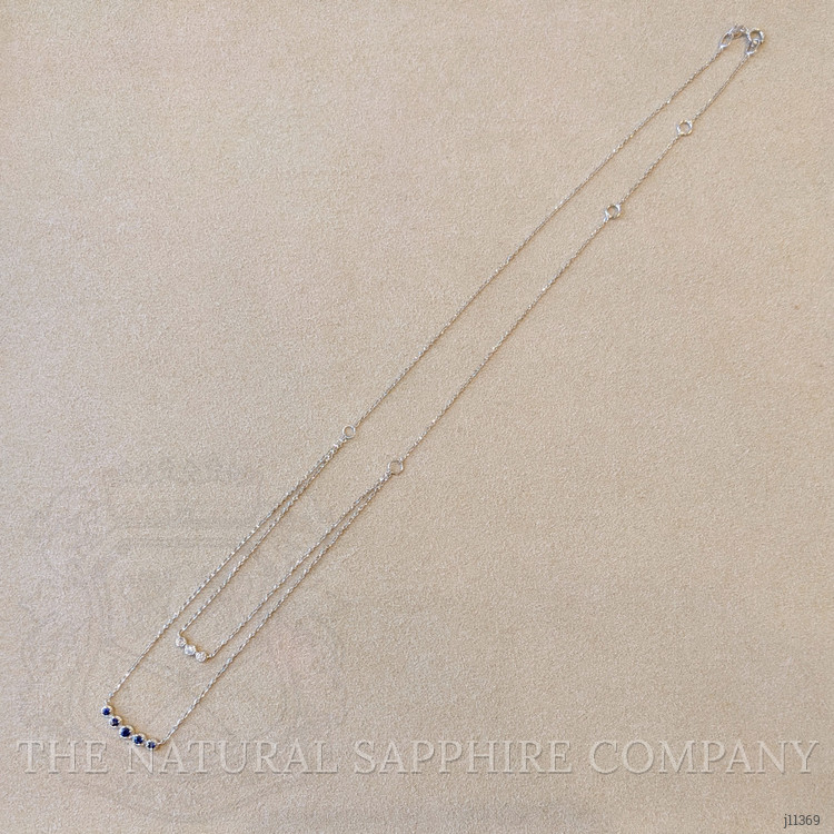 0.22 Ct. Blue Sapphire and Natural Diamond Accent Stones Necklace, 14K White Gold