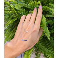 0.22 Ct. Blue Sapphire and Natural Diamond Accent Stones Necklace, 14K White Gold Life Style