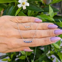 0.22 Ct. Blue Sapphire and Natural Diamond Accent Stones Necklace, 14K White Gold Life Style