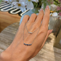 0.22 Ct. Blue Sapphire and Natural Diamond Accent Stones Necklace, 14K White Gold Life Style