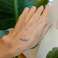 0.22 Ct. Blue Sapphire and Natural Diamond Accent Stones Necklace, 14K White Gold Life Style