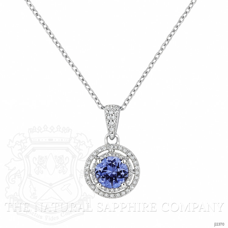 1.26 Ct. Tanzanite Natural Diamond Pave Necklace, 14K White Gold