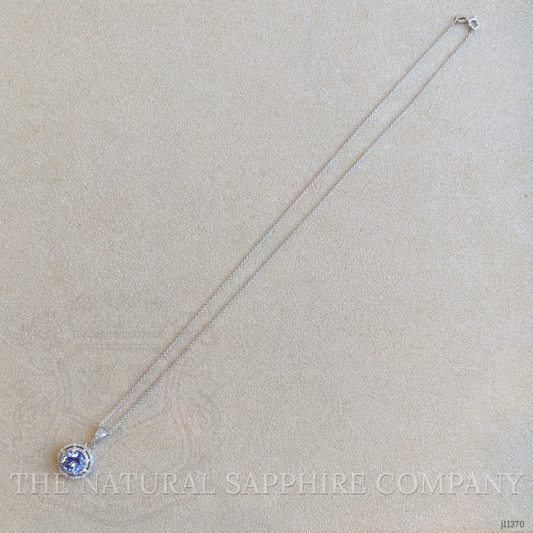 1.26 Ct. Tanzanite Natural Diamond Pave Necklace, 14K White Gold