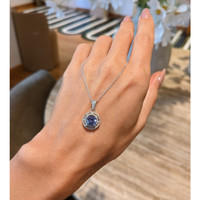 1.26 Ct. Tanzanite Natural Diamond Pave Necklace, 14K White Gold Life Style