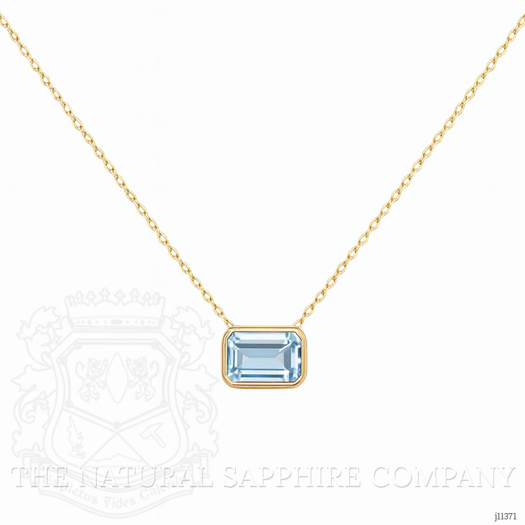 1.43 Ct. Aquamarine Bezel Necklace, 14K Yellow Gold