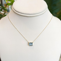 1.43 Ct. Aquamarine Bezel Necklace, 14K Yellow Gold Image