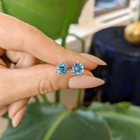 2.10 Ct.Tw. Topaz Studs Earrings, 14K White Gold Life Style