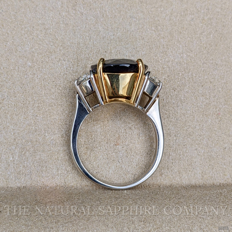 7.74 Ct. Tourmaline Natural Diamond Three Stone Ring, Platinum & 18K Yellow