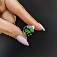 7.74 Ct. Tourmaline Natural Diamond Three Stone Ring, Platinum & 18K Yellow Life Style