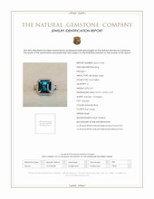 5.21 Ct. Greenish Blue Tourmaline and Natural Diamond Halo Ring, 18K White Gold Scan Report