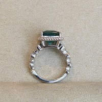 5.21 Ct. Tourmaline Natural Diamond Halo Ring, 18K White Gold Image