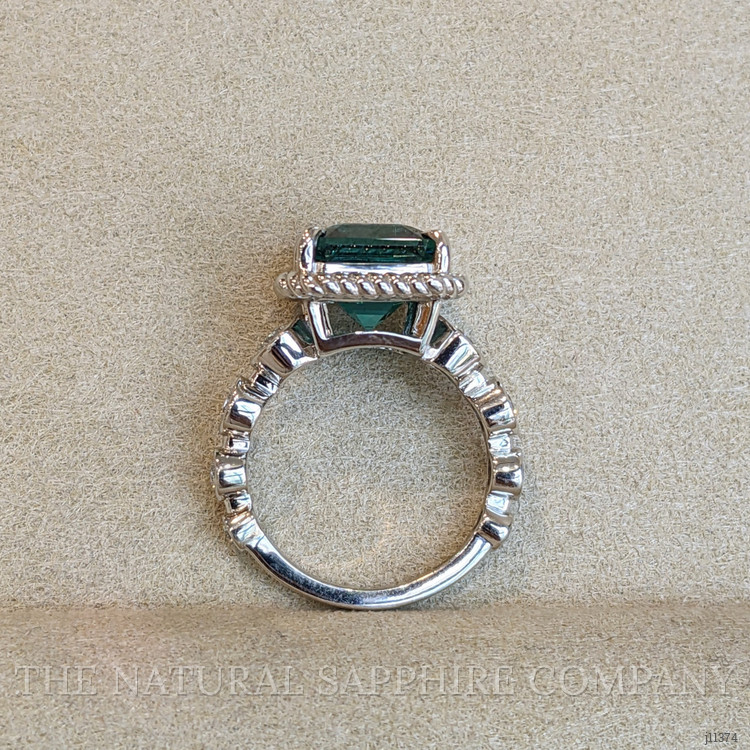 5.21 Ct. Tourmaline Natural Diamond Halo Ring, 18K White Gold