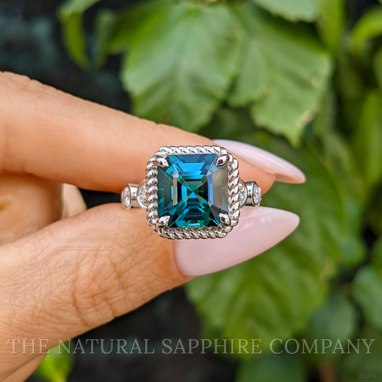 5.21 Ct. Tourmaline Natural Diamond Halo Ring, 18K White Gold