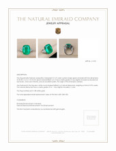21.37 Ct. Emerald Natural Diamond Three Stone Ring, 18K White Gold Appraisal