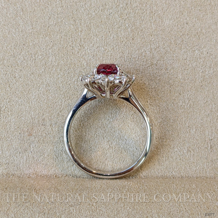1.57 Ct. Ruby Natural Diamond Pave Ring, 18K White Gold