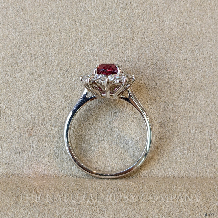 1.57 Ct. Ruby Natural Diamond Pave Ring, 18K White Gold
