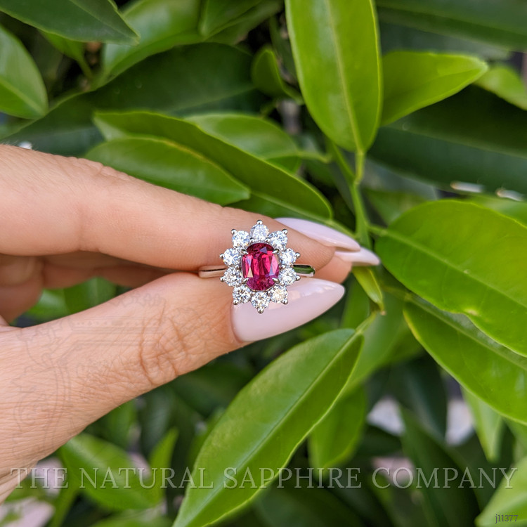 1.57 Ct. Ruby Natural Diamond Pave Ring, 18K White Gold