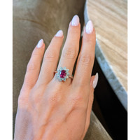 1.57 Ct. Ruby Natural Diamond Pave Ring, 18K White Gold Life Style