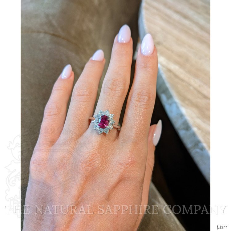 1.57 Ct. Ruby Natural Diamond Pave Ring, 18K White Gold