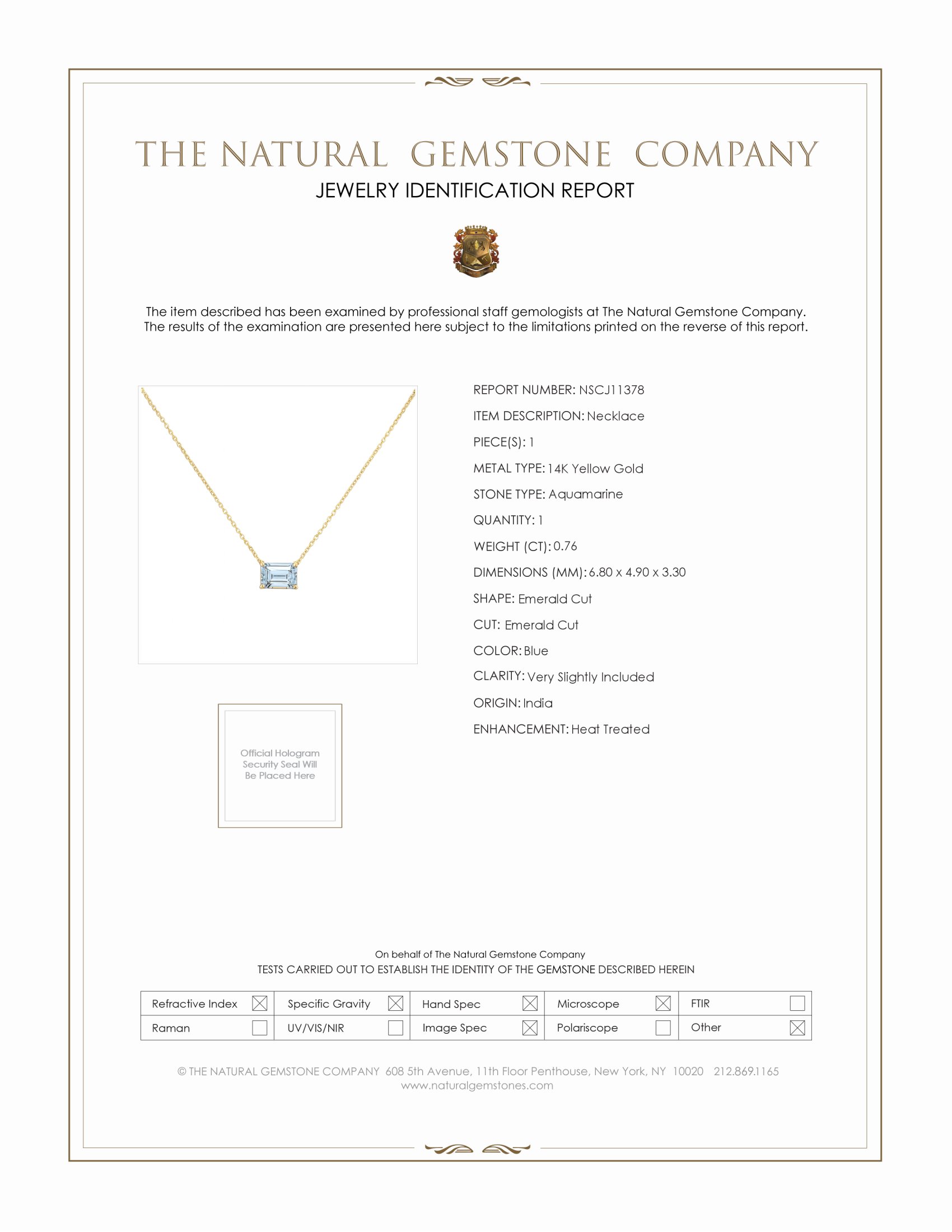 0.76 Ct. Aquamarine Accent Stones Necklace, 14K Yellow Gold