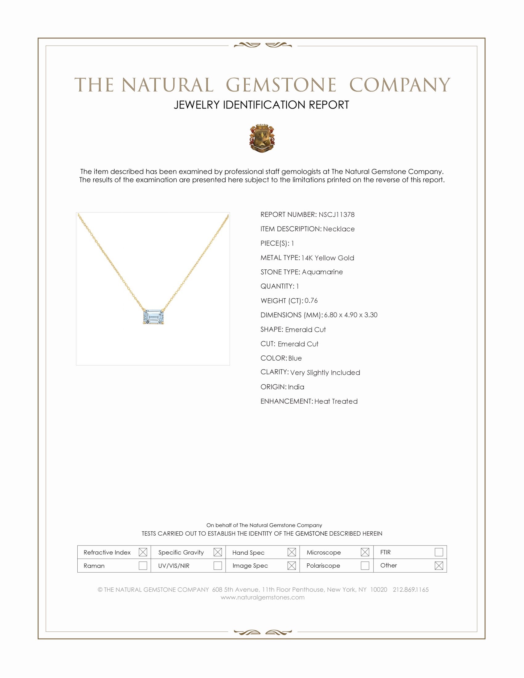 0.76 Ct. Blue Aquamarine Accent Stones Necklace, 14K Yellow Gold