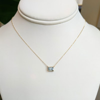 0.76 Ct. Aquamarine Accent Stones Necklace, 14K Yellow Gold Image