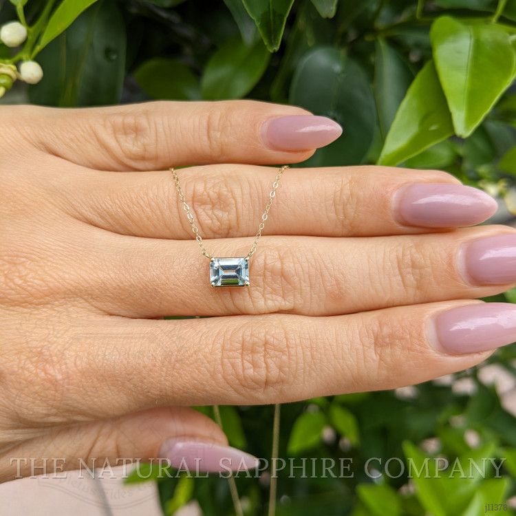 0.76 Ct. Aquamarine Accent Stones Necklace, 14K Yellow Gold