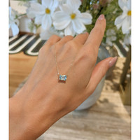 0.76 Ct. Aquamarine Accent Stones Necklace, 14K Yellow Gold Life Style