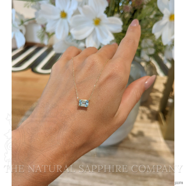 0.76 Ct. Aquamarine Accent Stones Necklace, 14K Yellow Gold