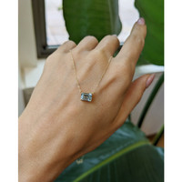 0.76 Ct. Aquamarine Accent Stones Necklace, 14K Yellow Gold Life Style