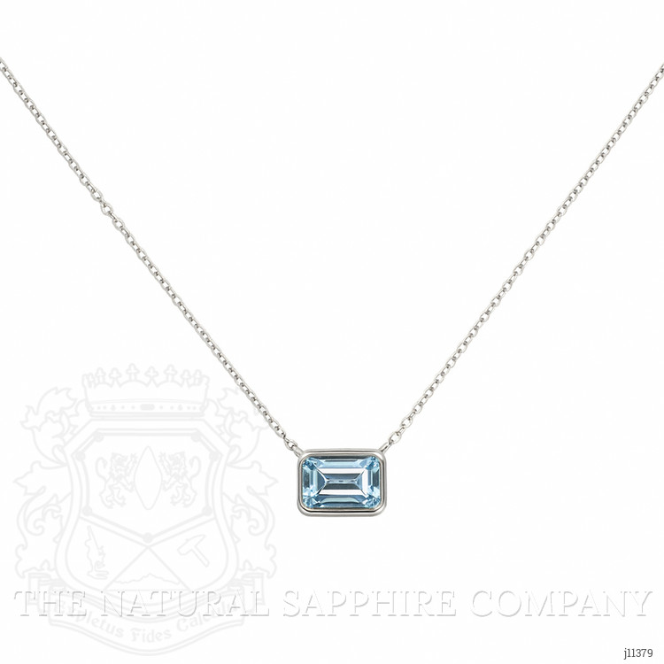 0.84 Ct. Aquamarine Bezel Necklace, 14K White Gold